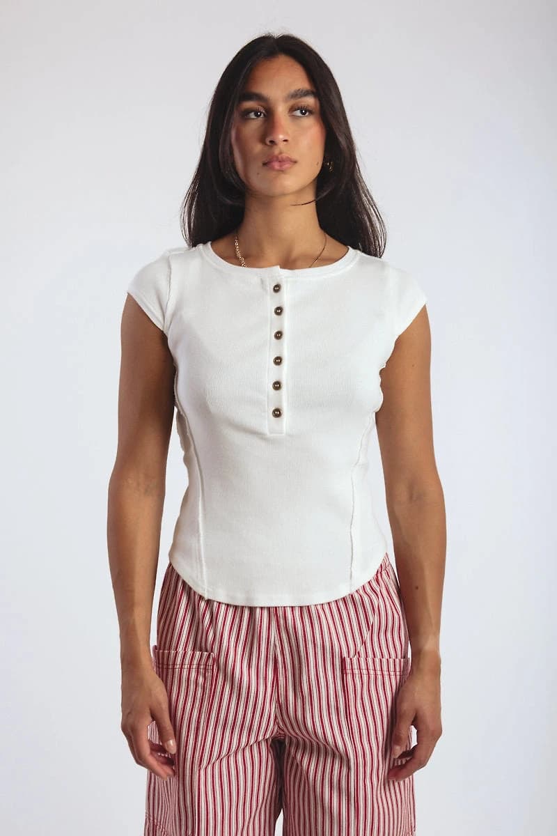 Exposed Seam Henley Tee