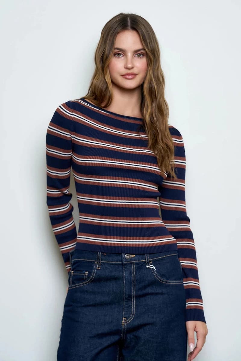 Boatneck Striped Long Sleeve