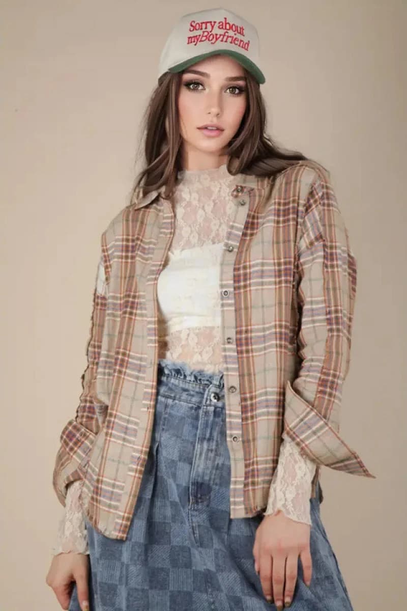 Contrast Plaid Shirt