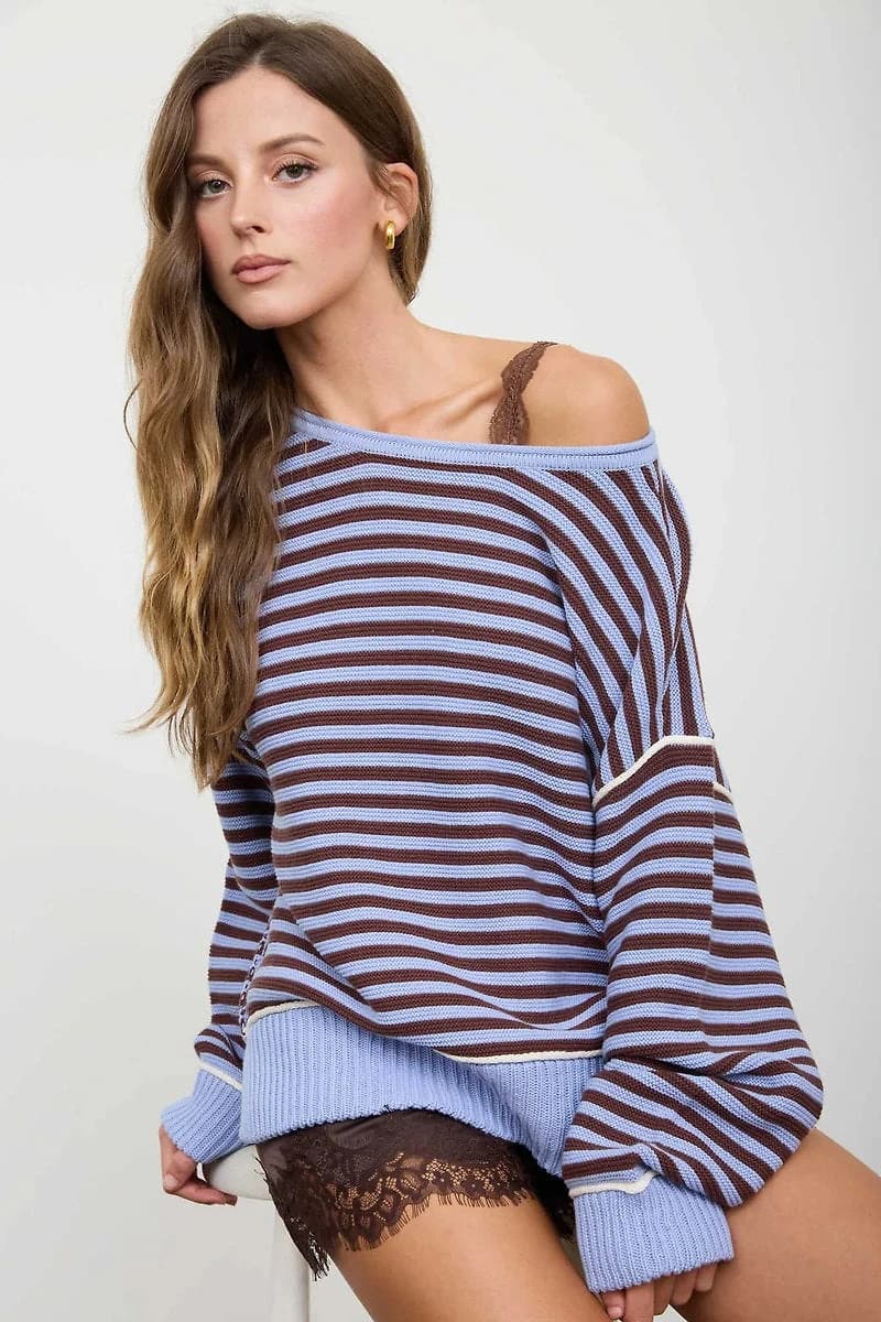 Contrast Stripe Knit Sweater