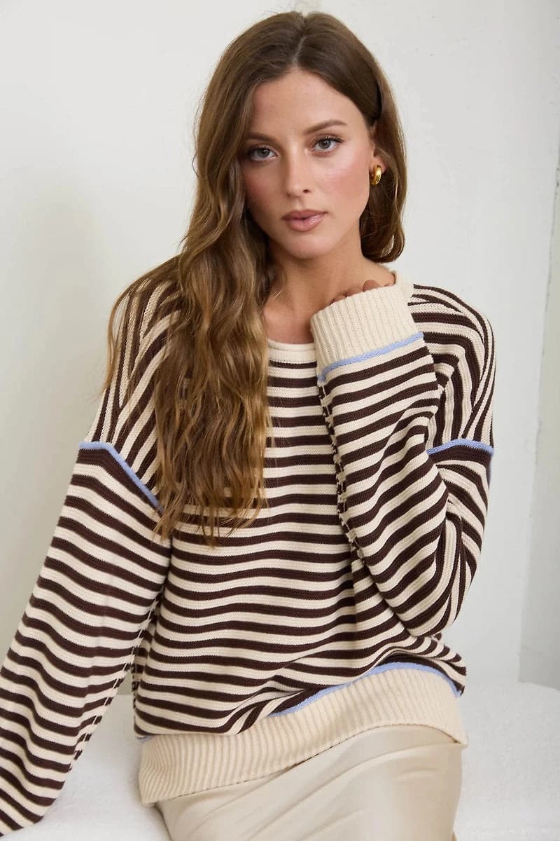 Contrast Stripe Knit Sweater