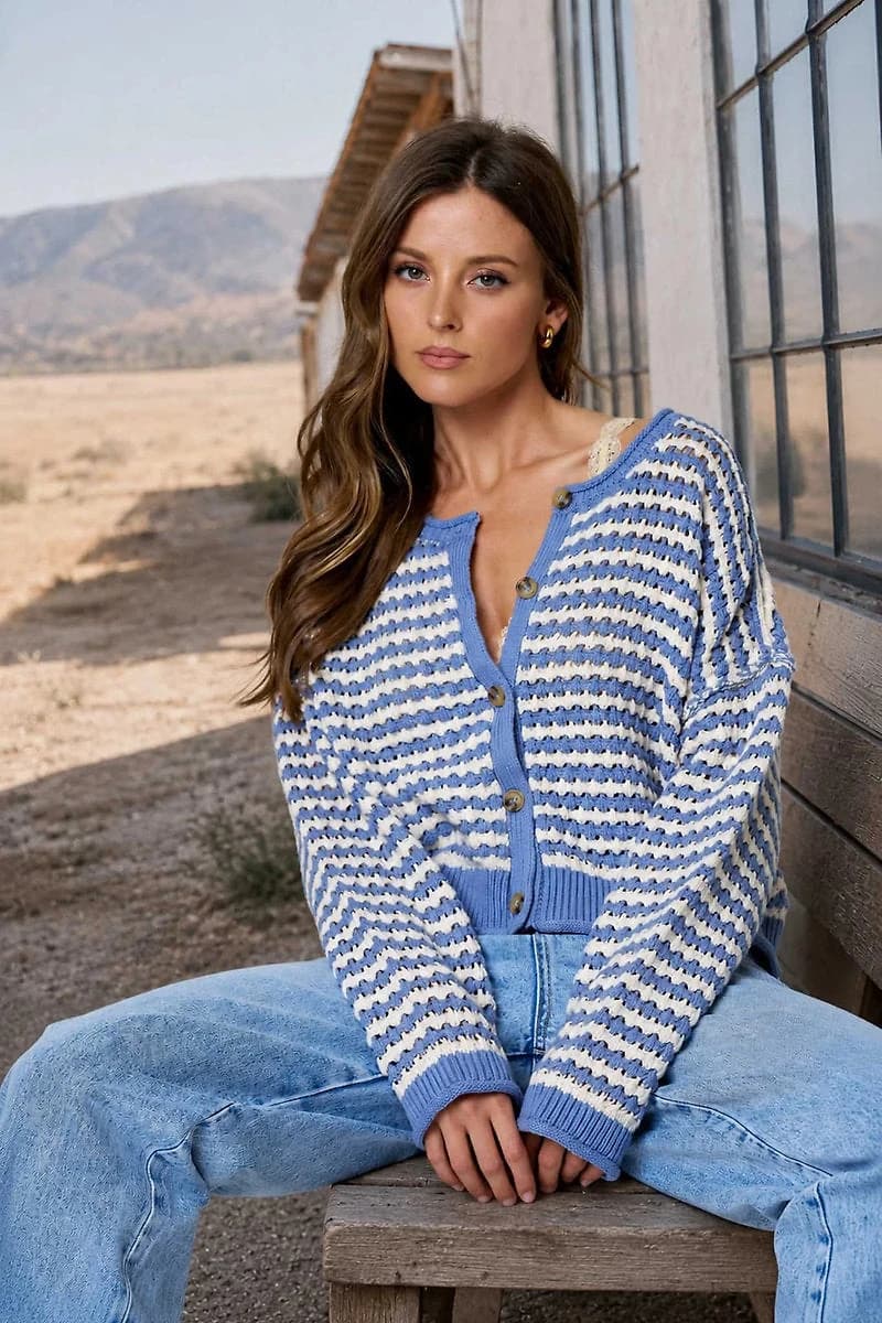 Crochet Stripe Cardigan