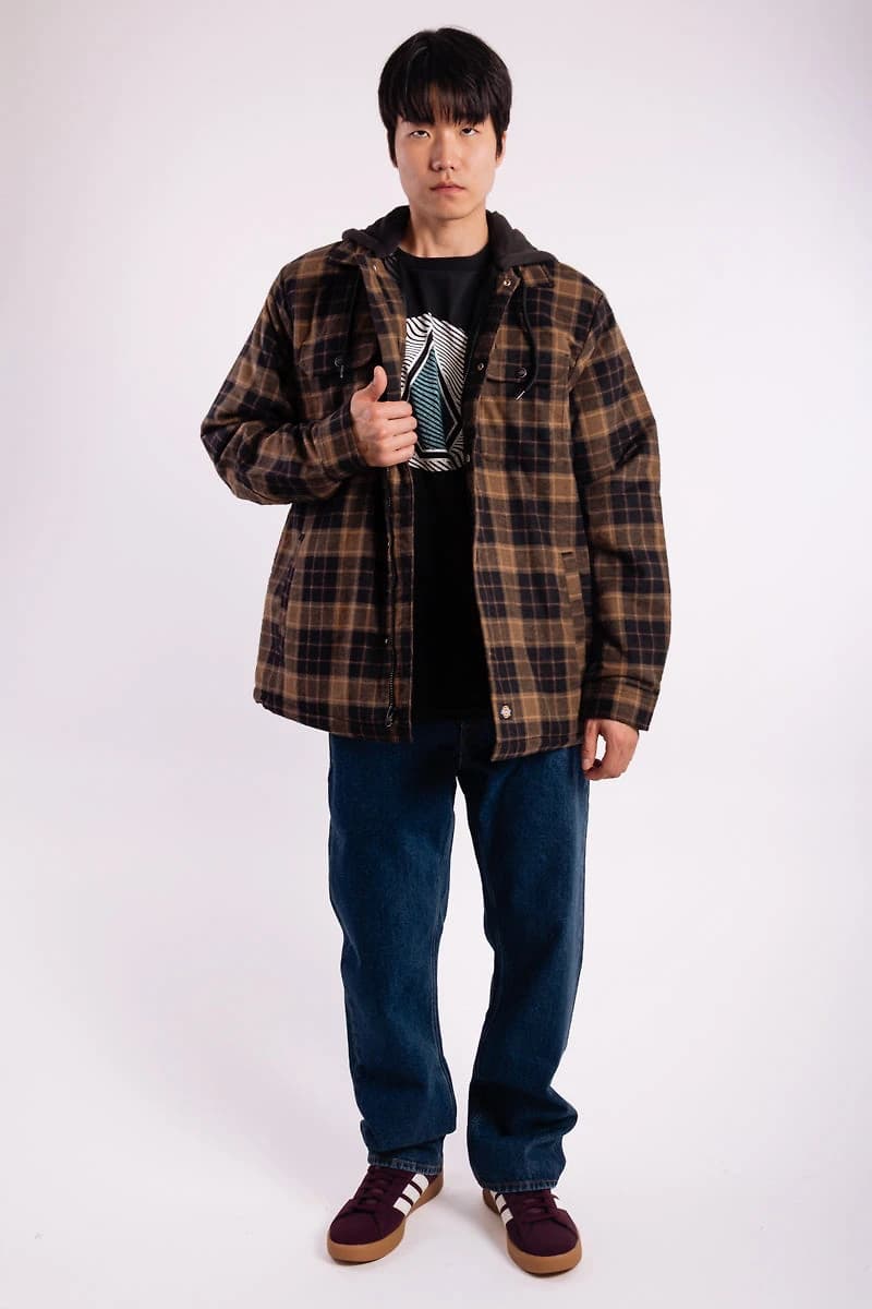 Insulated Hooded Plaid Jacket
