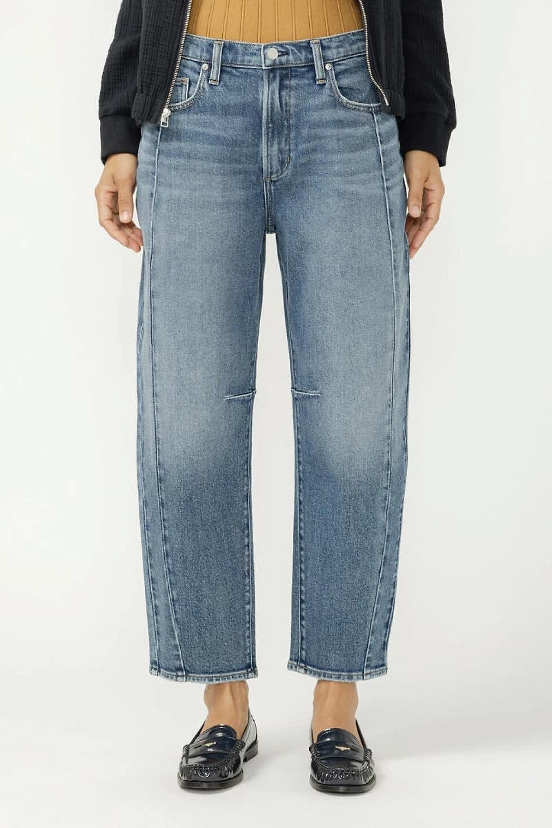 High Rise Slim Barrel Leg Jeans