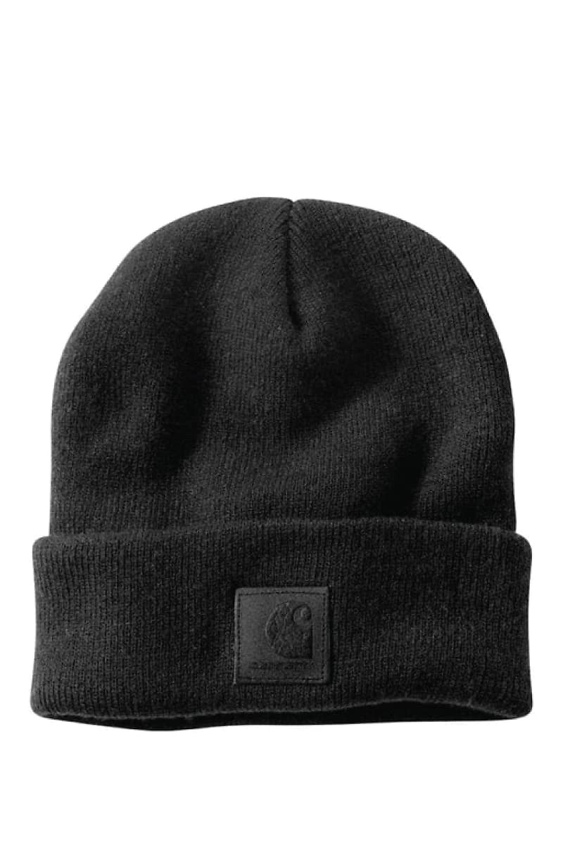 Leatherette Watch Cap Beanie - Black