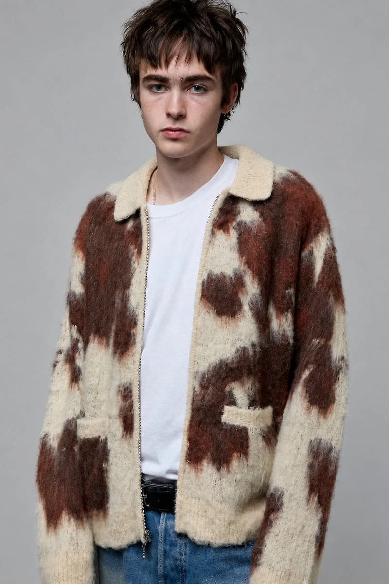 Cow Pattern Zip Sweater