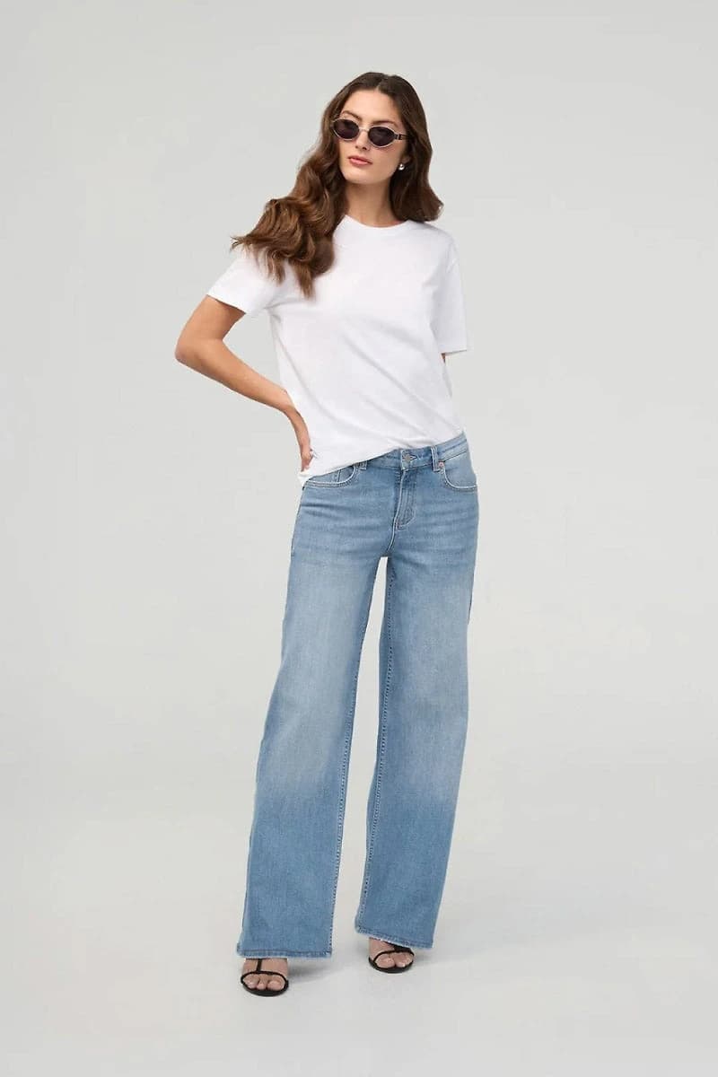 Performance Denim+Mid Rise Loose Straight Jeans