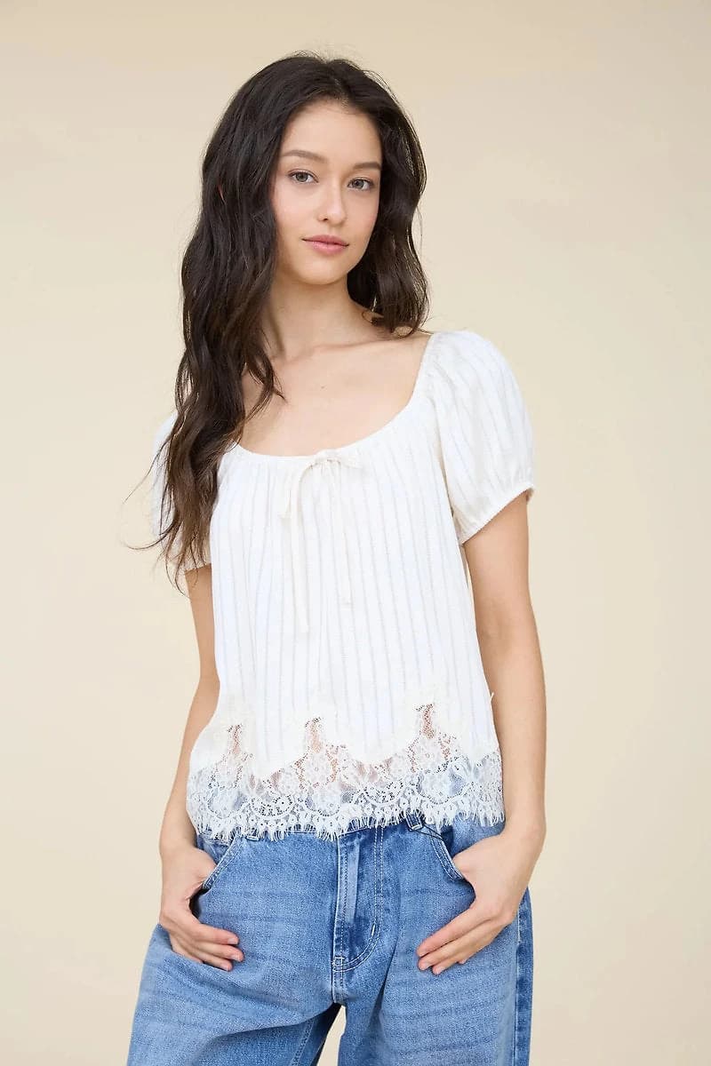Pinstripe Lace Top