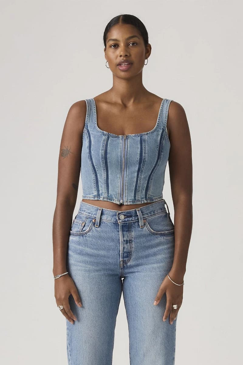 Seamed Zip Bustier Top