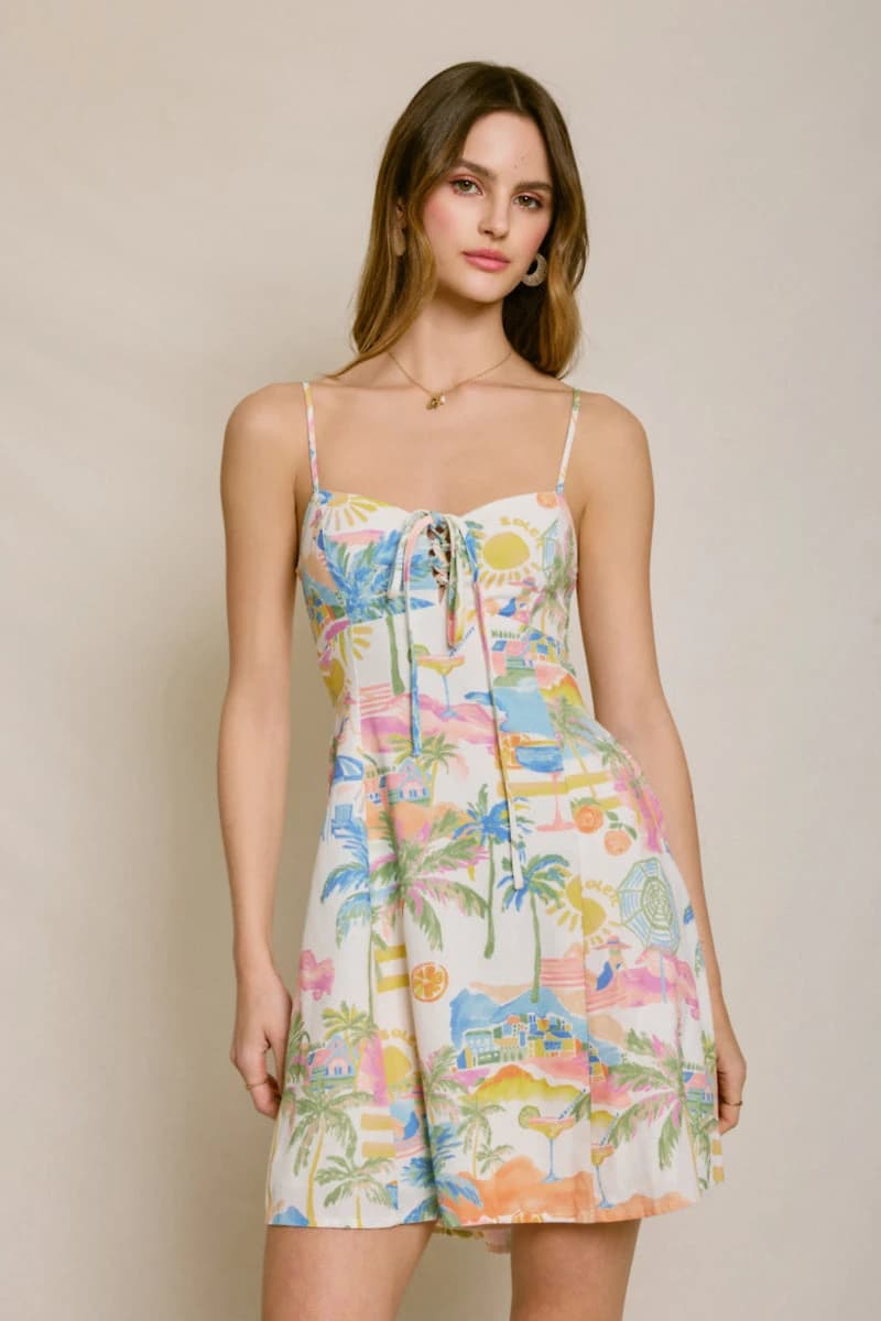 Tropical Print Mini Dress