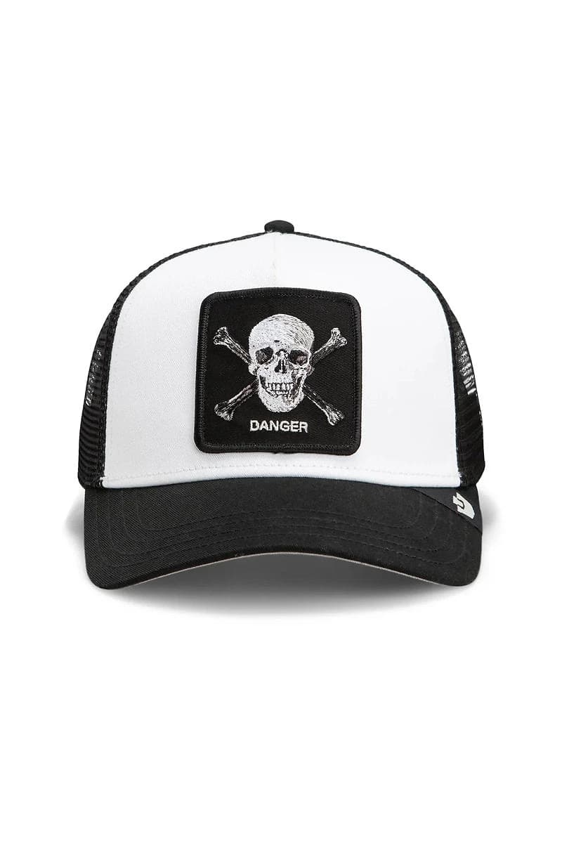 Unisex Danger Skull & Crossbones Trucker Hat