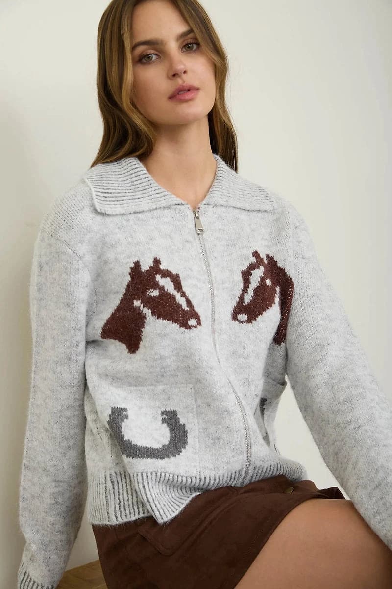 Western Jacquard Cardigan